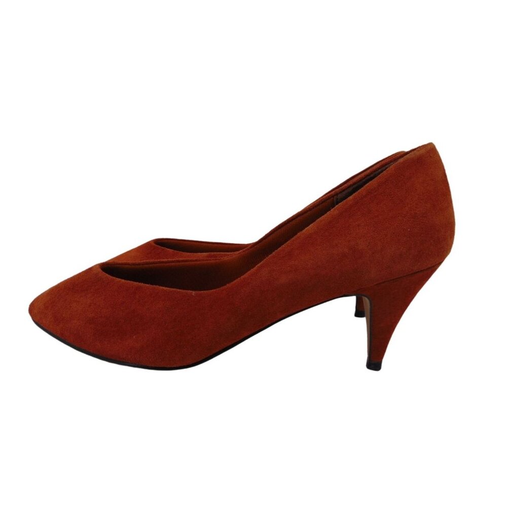 Vintage Women's 90s Leather Collection Brown Suede Pumps Size 10 Shoes Preppy - Picture 6 of 14